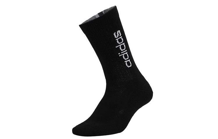 adidas neo Sports Outdoor High Top Mid Tops Socks Couple Style 3 Pairs 'Black Green White' GE1377 - 5