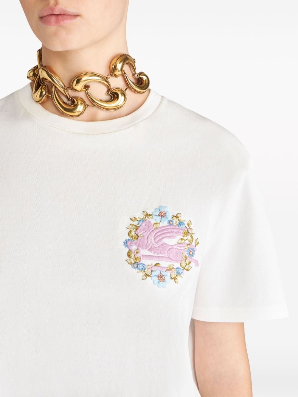 Pegaso-embroidered cotton T-shirt - 5