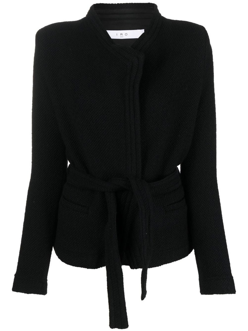 embossed-finish belted jacket 1