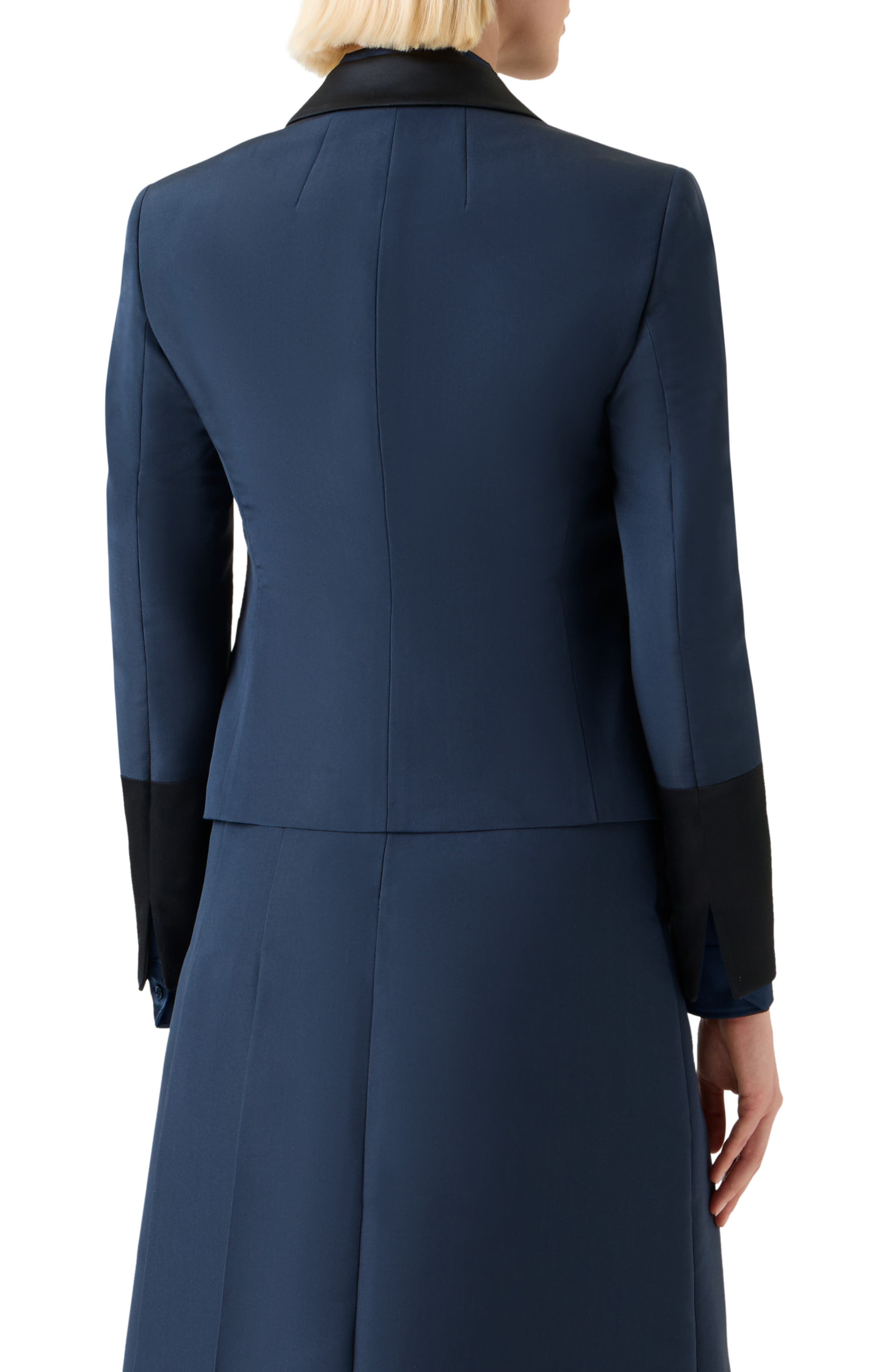 Akris Deneuve Silk Crop Blazer in Navy at Nordstrom - 2
