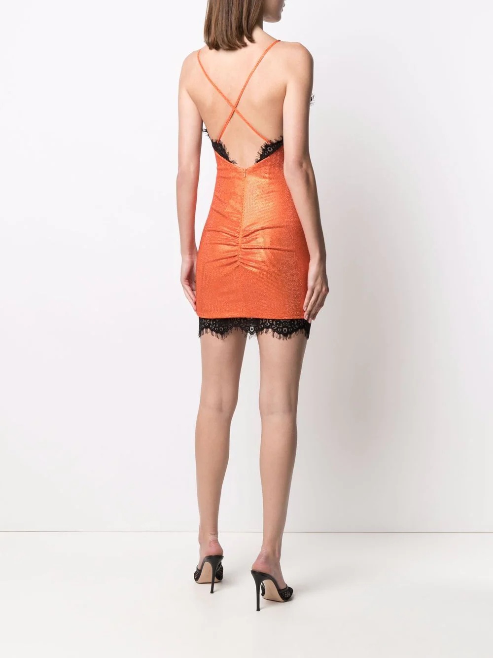 lace-trim crystal-embellished mini dress - 4