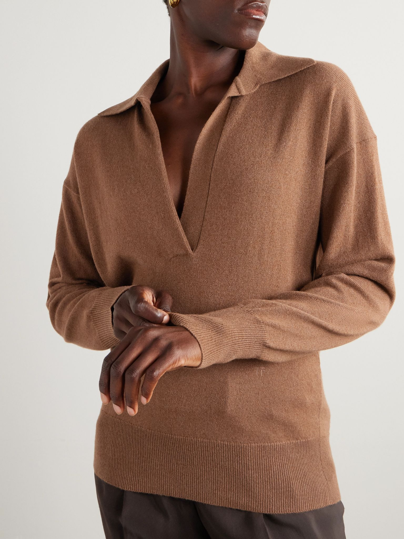 Cashmere polo sweater Tan - 3