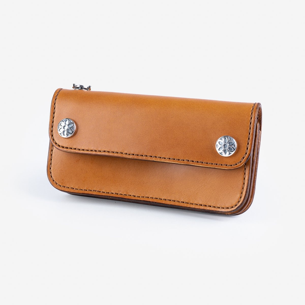 LE-ANSW-BR GOOD ART HLYWD Army/Navy Surplus Wallet w/ Sterling Silver Rosette Snaps and Rosette Prin - 1