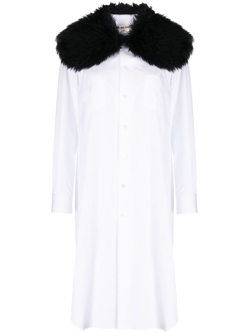 fur-collar midi shirtdress 1