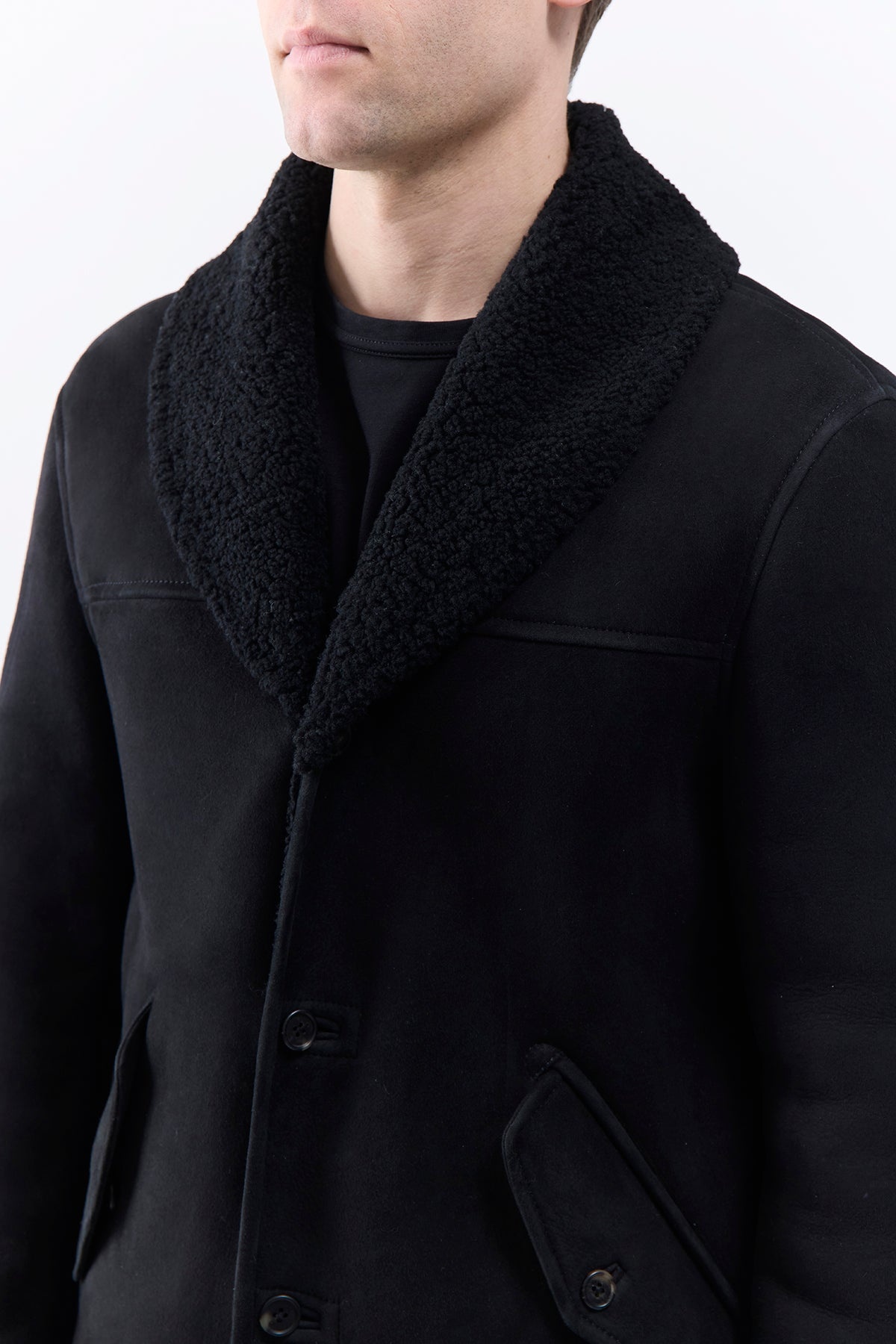 Pilot Jacket in Black Shearling - 6