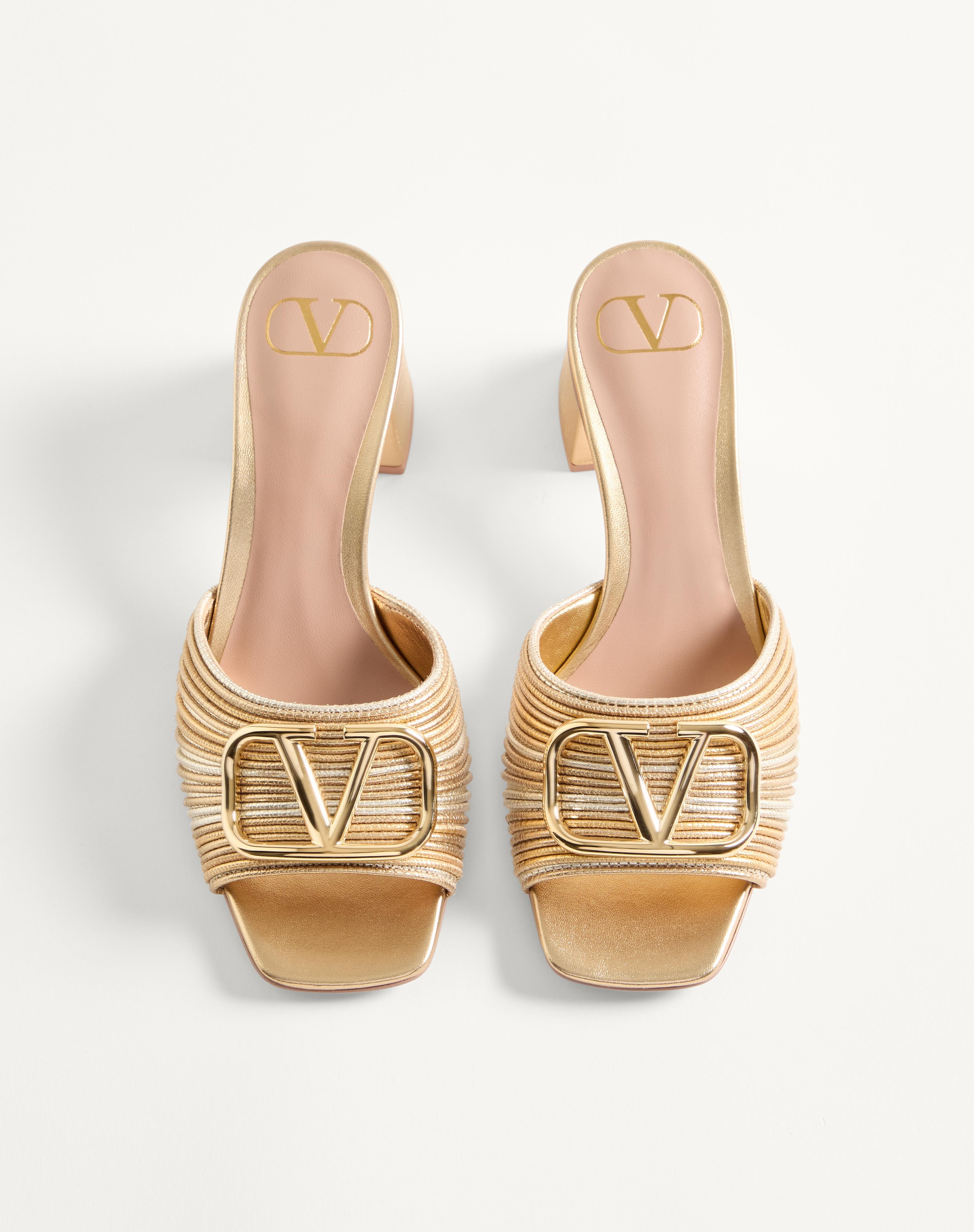 METALLIC VLOGO SIGNATURE SLIDE SANDAL WITH CORNELY EMBROIDERY 60MM - 4