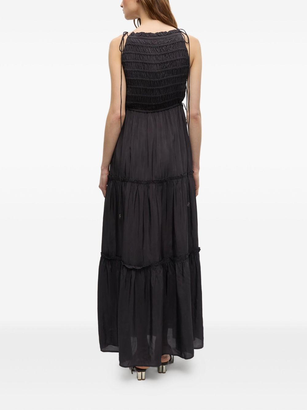 tie-strap smocked maxi dress - 3
