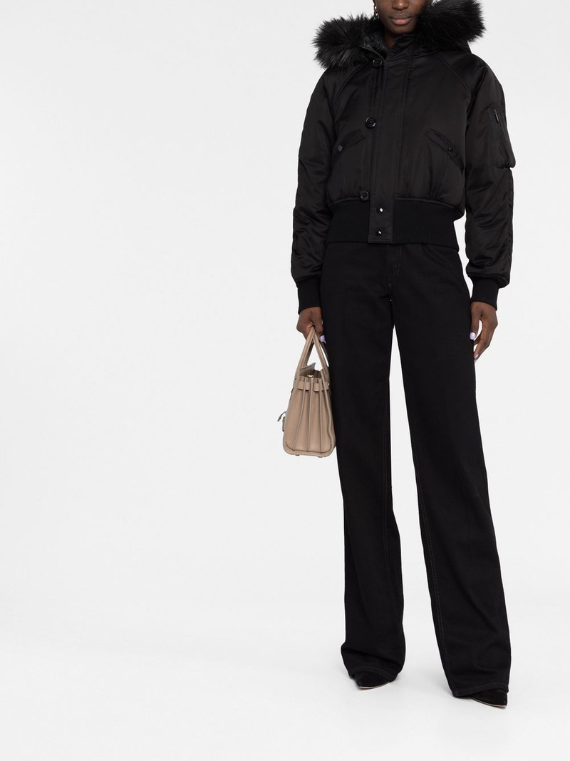 SAINT LAURENT faux-fur trimmed cropped bomber jacket outlook