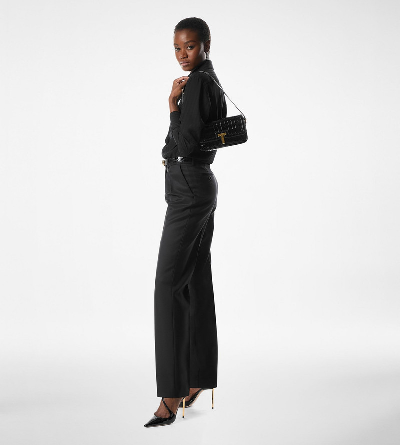 SHINY STAMPED CROCODILE LEATHER WALLIS E/W SHOULDER BAG 5