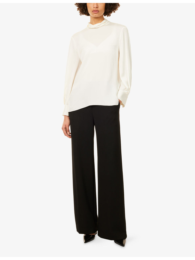 Theory Scarf-Tie High-Neck Silk Blouse outlook