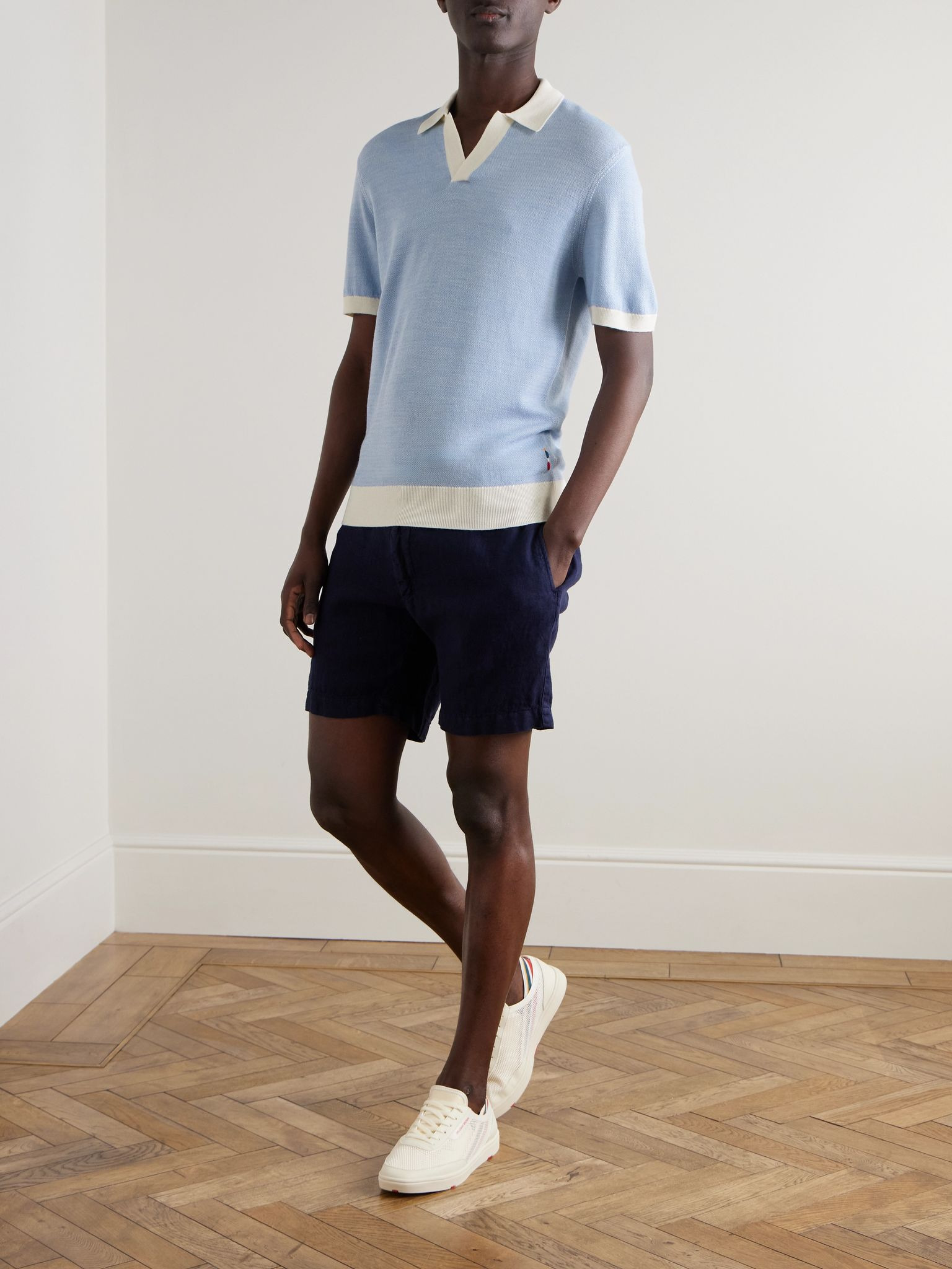 Horton Slim-Fit Wool and Cotton-Blend Polo Shirt Blue - 2