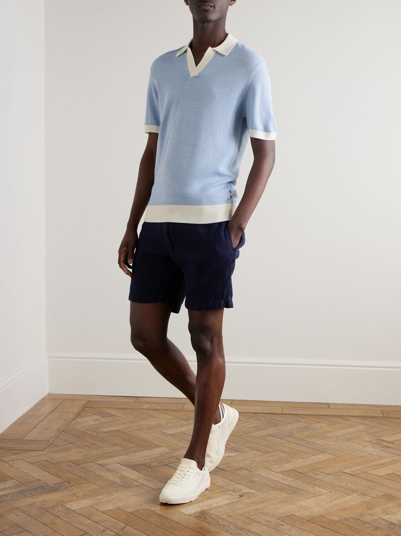 ORLEBAR BROWN Horton Slim-Fit Wool and Cotton-Blend Polo Shirt Blue outlook