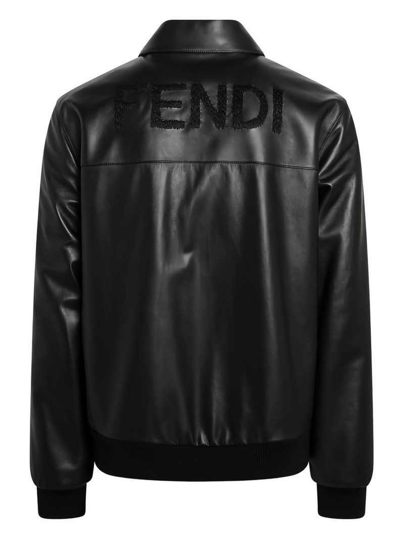 FENDI lettering-detail sheepskin jacket outlook