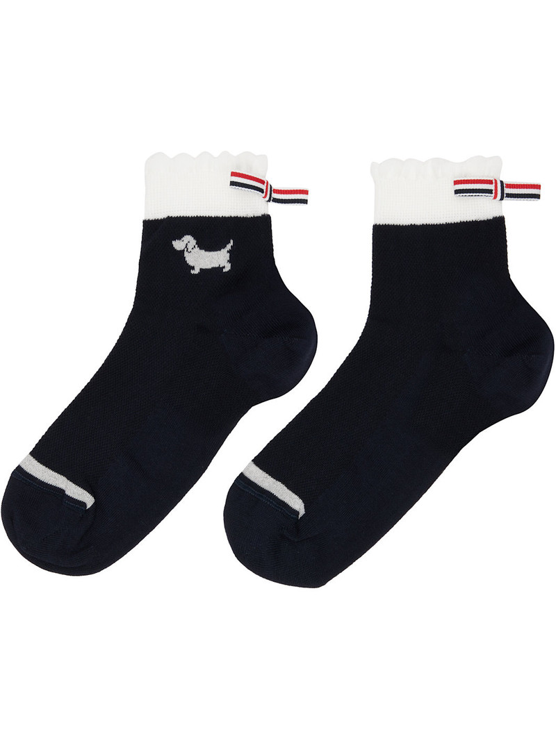 Thom Browne Black Pointelle Stitch Hector Crew Socks outlook