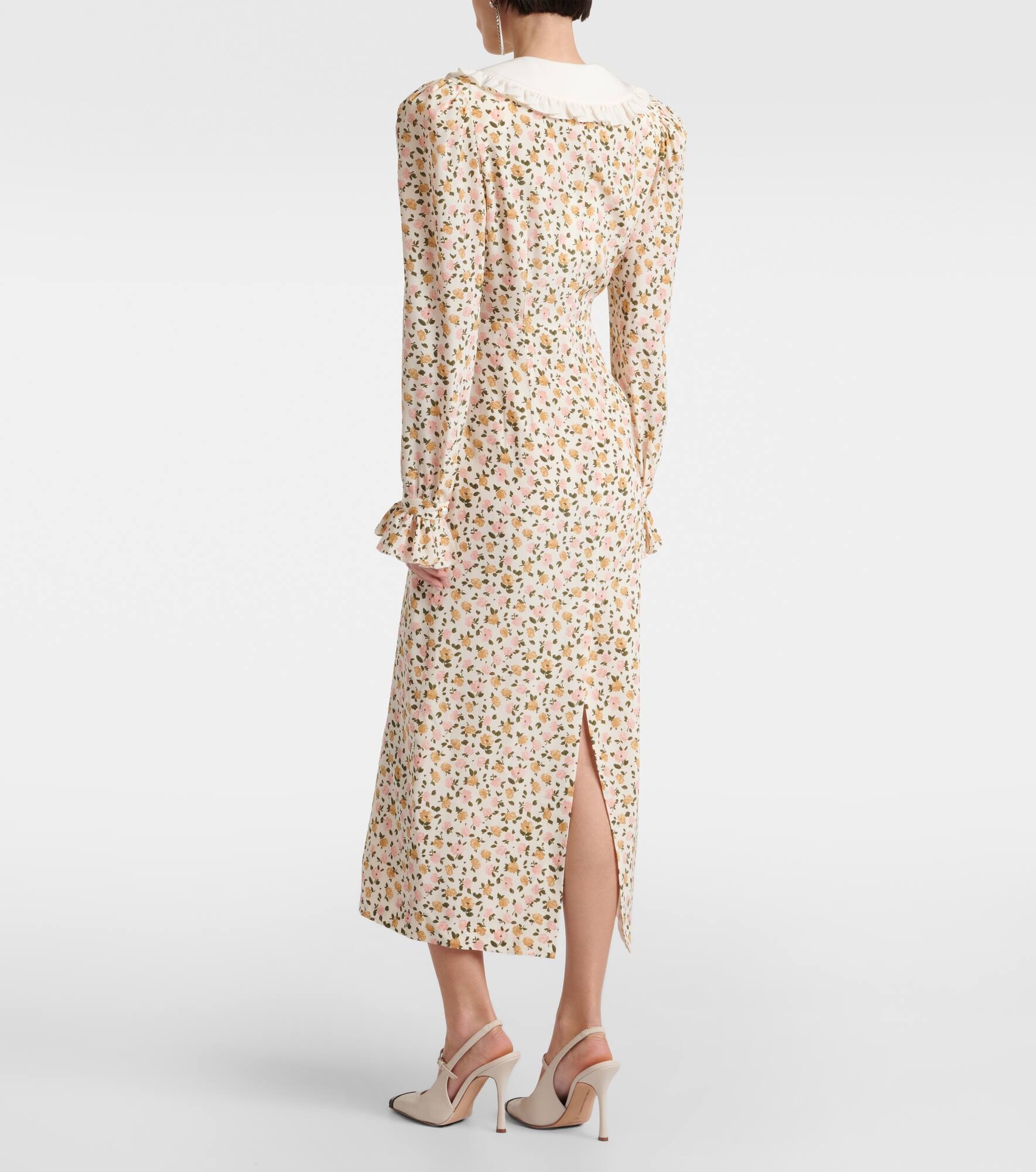 Floral silk midi dress - 3