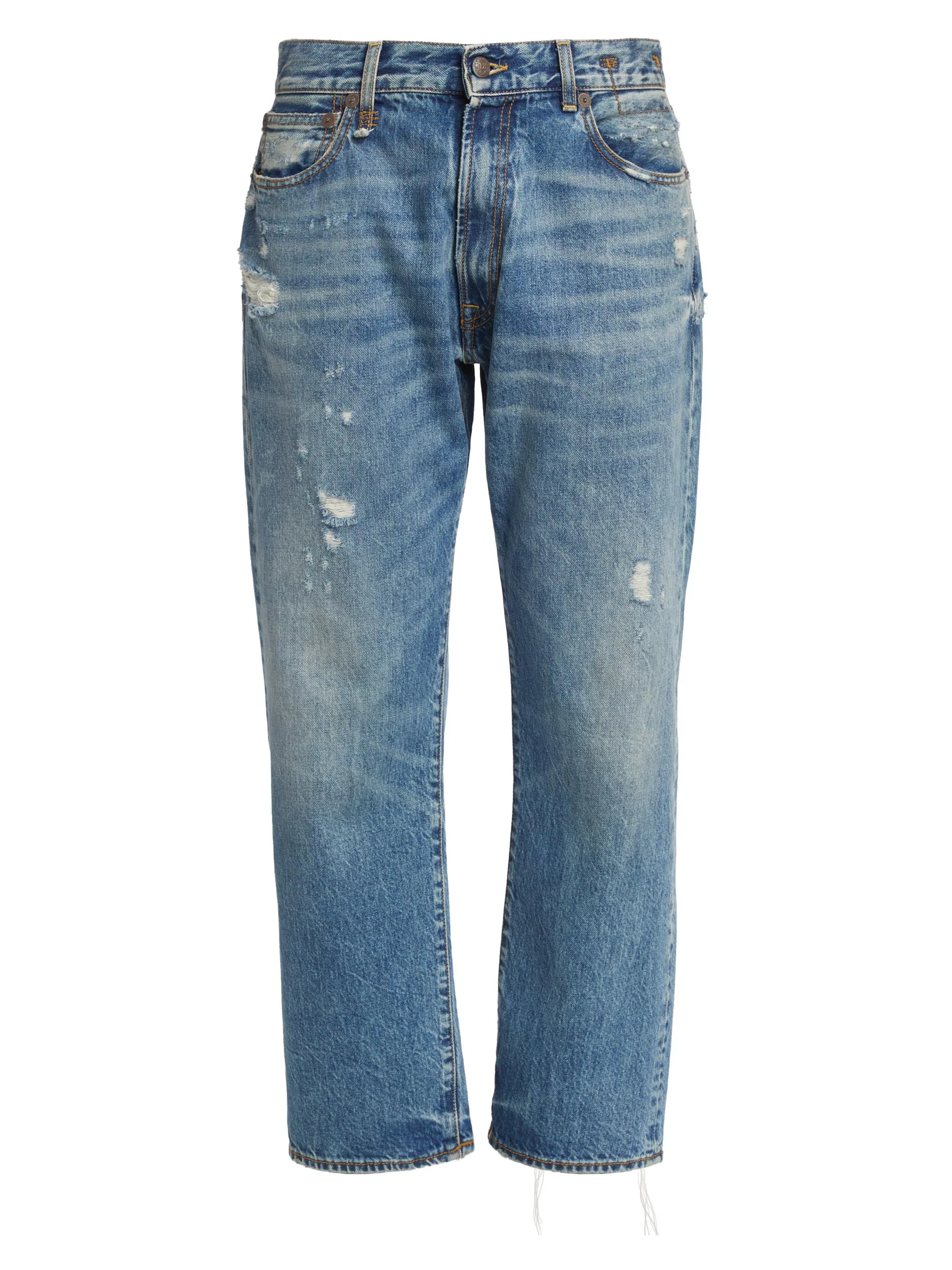 Women's Distressed Boyfriend Jeans - Bain With Rips - 1