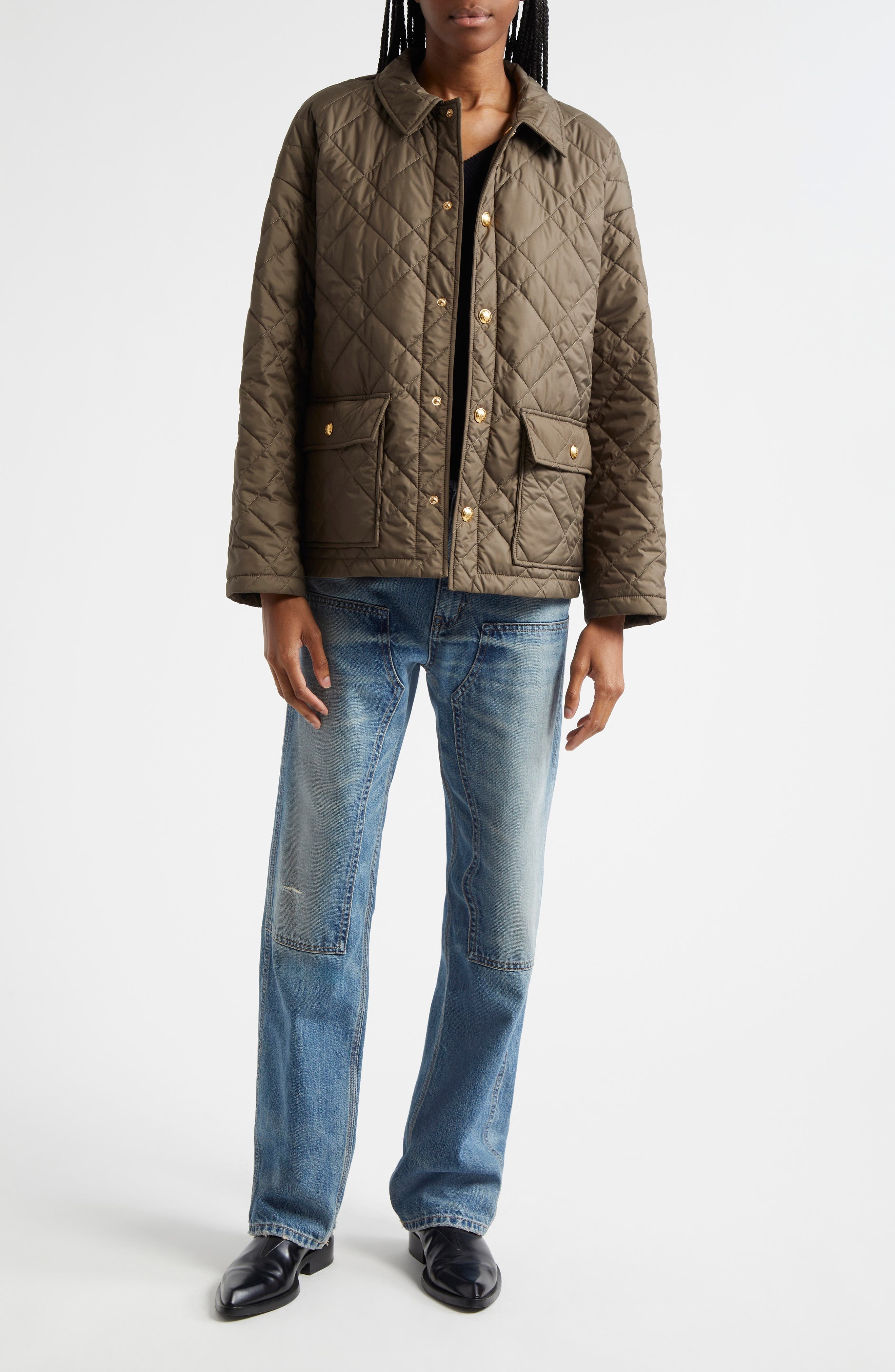 Nili Lotan Helah Quilted Jacket in Army Green at Nordstrom - 2