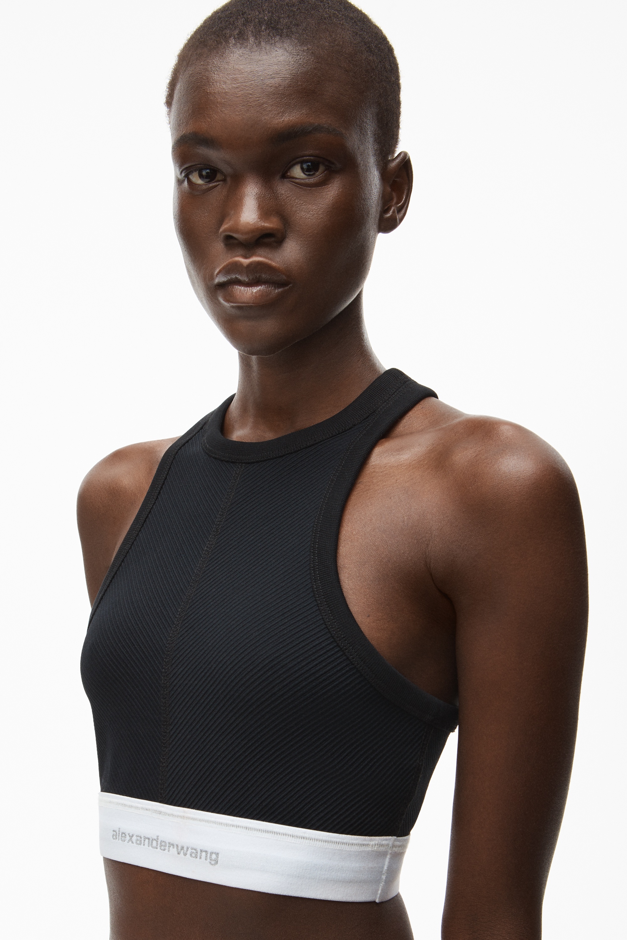 LOGO ELASTIC BRA TOP IN STRETCH KNIT - 3