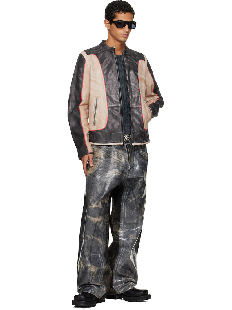 Diesel Black & Beige L-Evert Leather Jacket outlook
