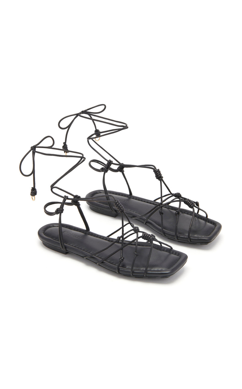 ULLA JOHNSON Freya Knotted Leather Sandals black outlook