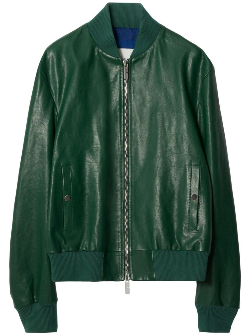 zipped leather bomber jacket 1