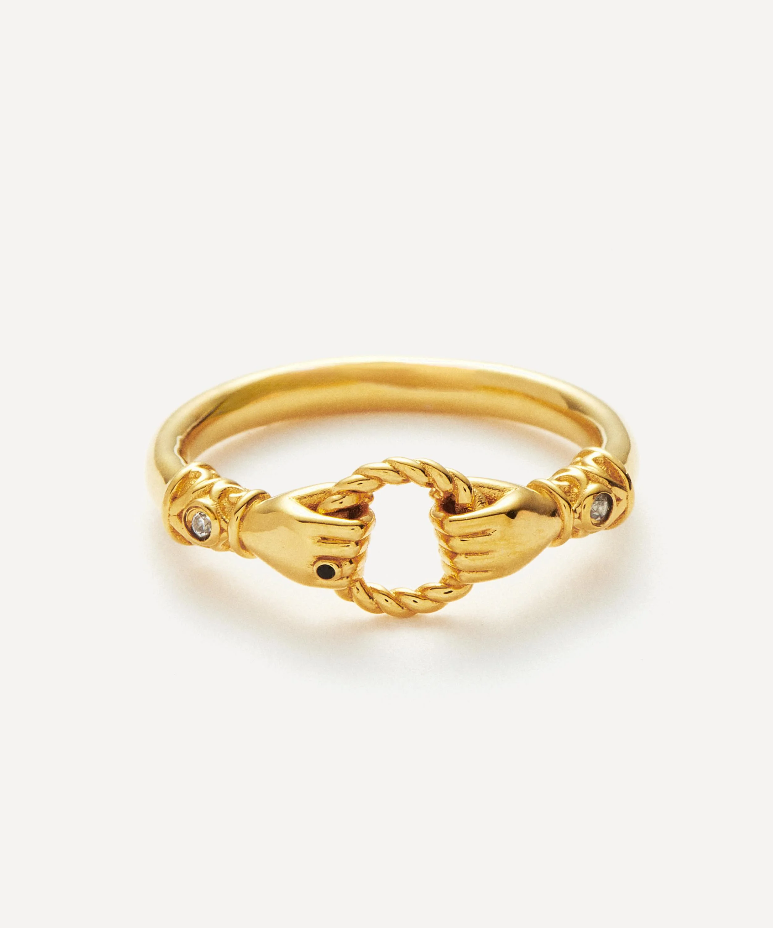 X Harris Reed 18ct Gold-Plated Vermeil Silver In Good Hands Stacking Ring - 1