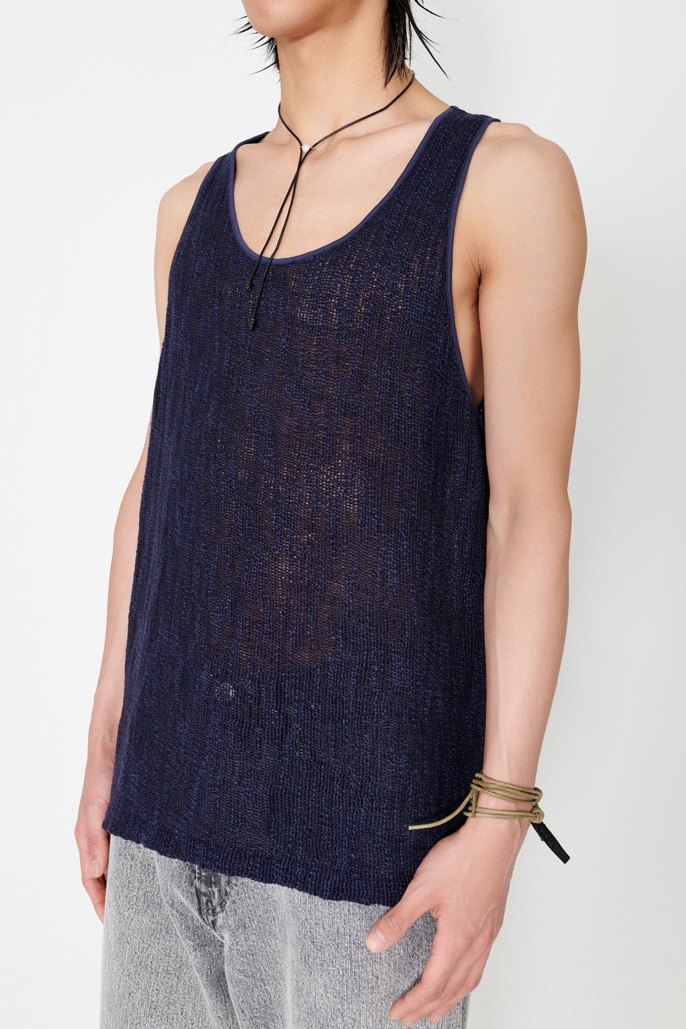 Singlet Navy Yawning Linen - 2