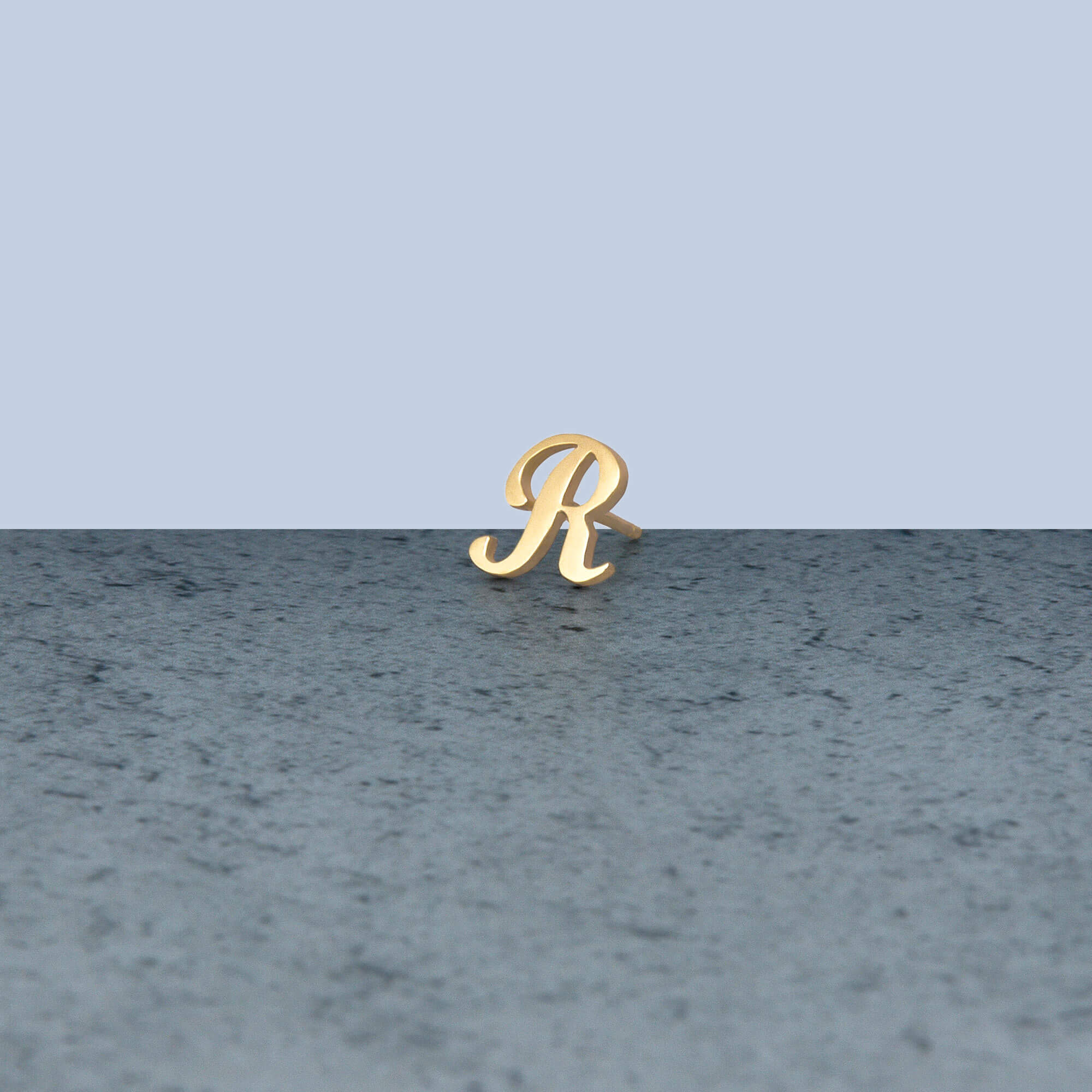Gold Cursive Initial Stud - 7