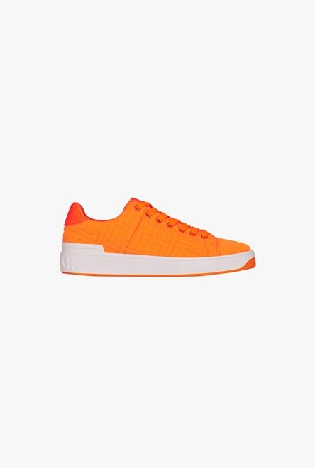 Neon orange embossed monogram neoprene B-Court sneakers - 1