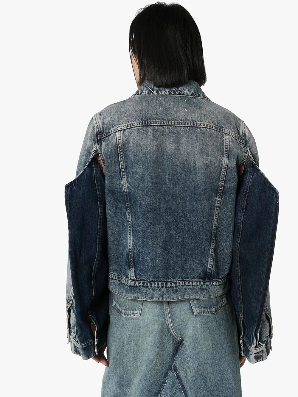 spliced denim jacket - 4