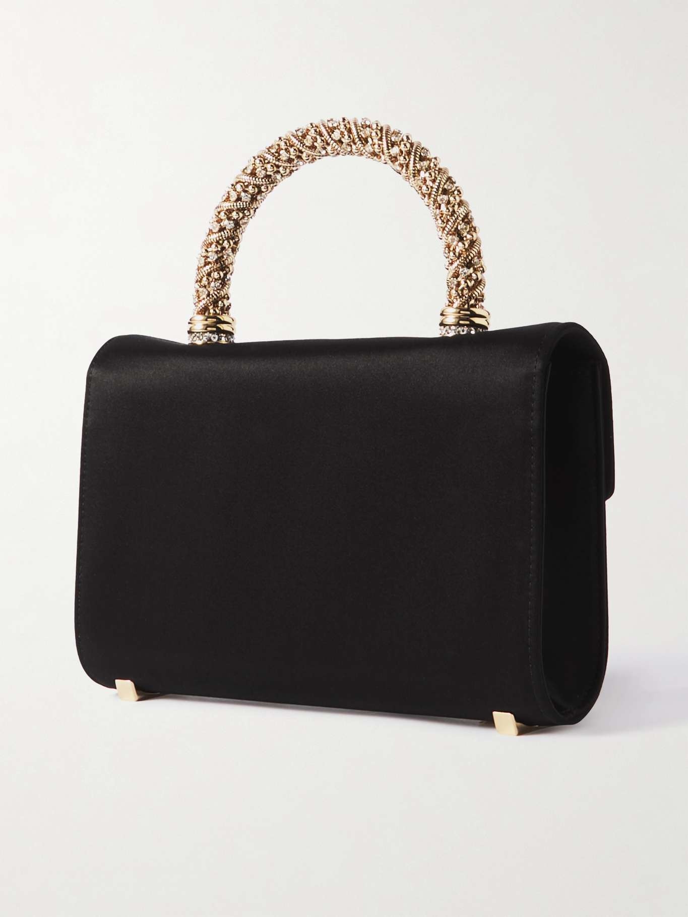 Flower crystal-embellished satin clutch - 3