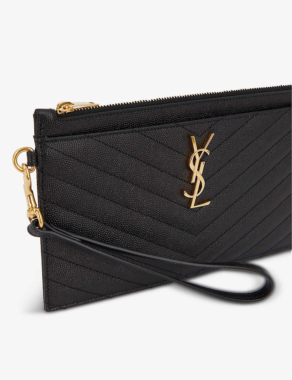 SAINT LAURENT Monogramme quilted textured-leather pouch