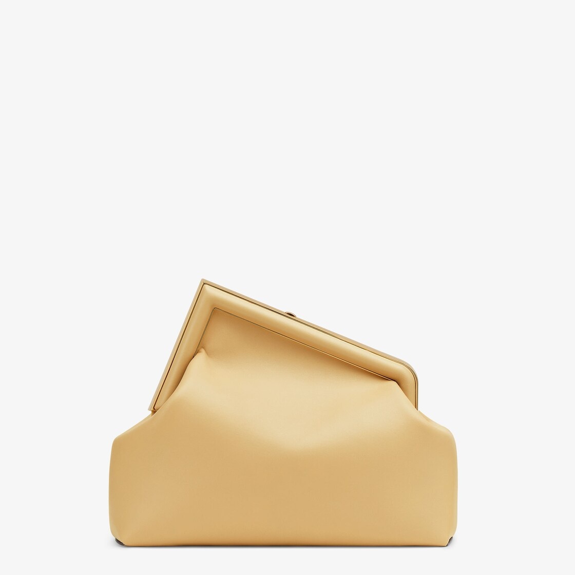 Medium Fendi First bag made of soft, sand-colored nappa leather with oversized metal F clasp bound i - 3