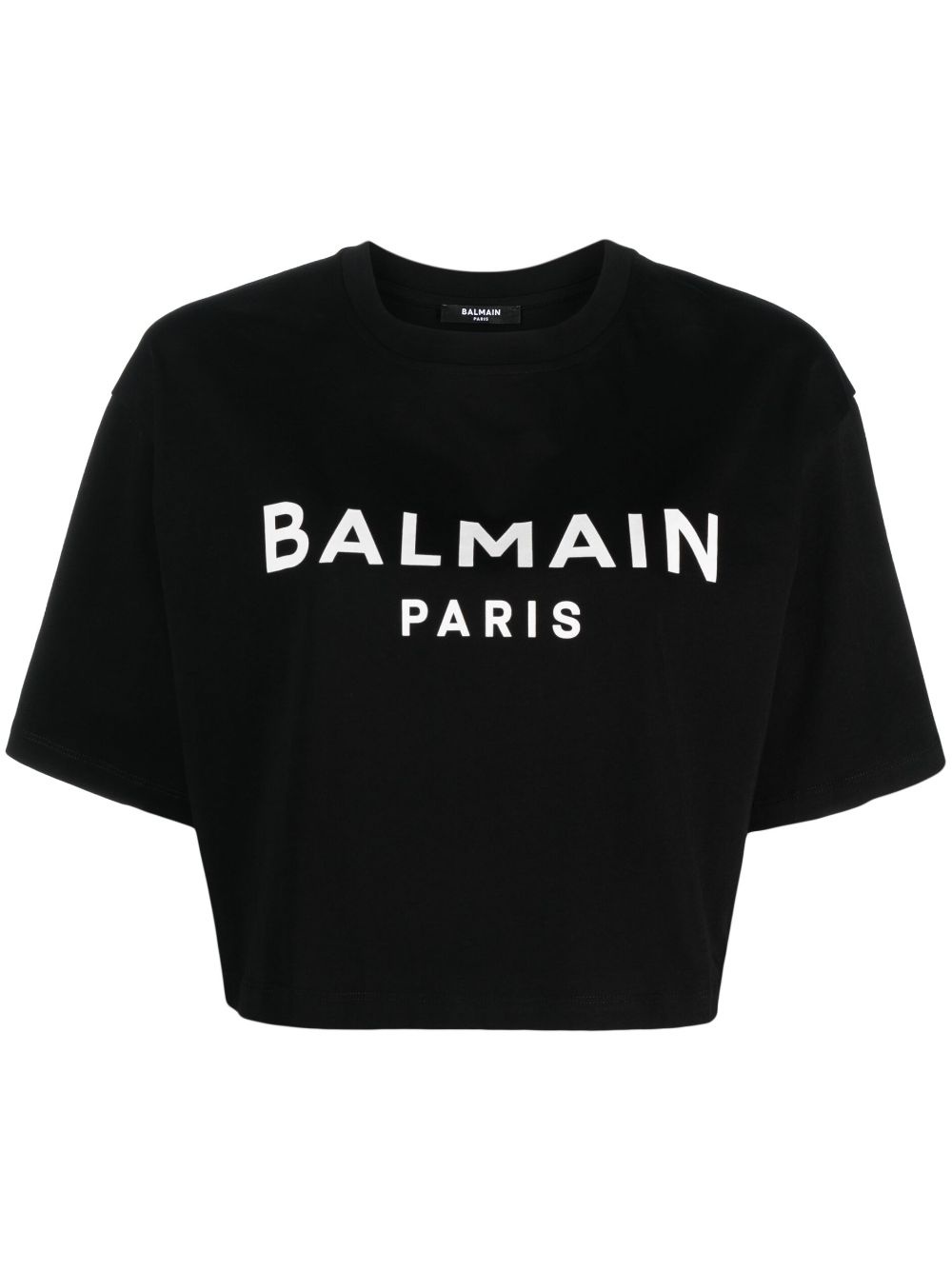 Balmain Logo Organic Cotton Cropped T Shirt - 1