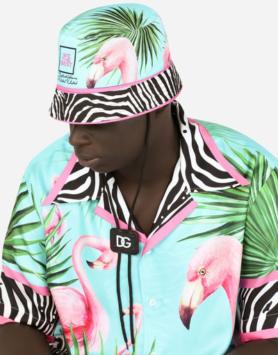 Dolce & Gabbana Nylon bucket hat with flamingo print outlook