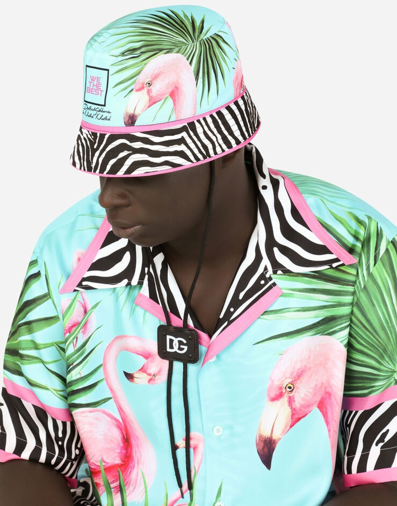 Dolce & Gabbana Nylon bucket hat with flamingo print outlook