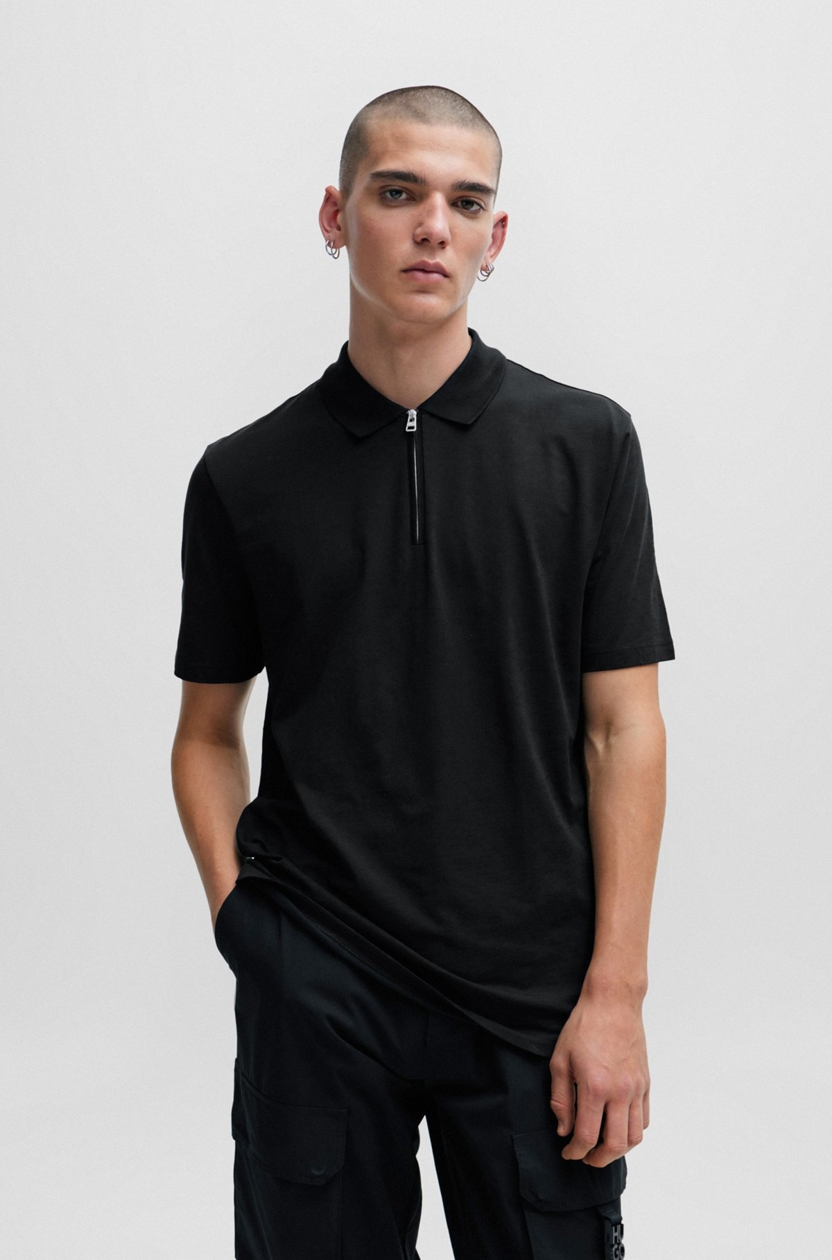 COTTON-BLEND POLO SHIRT WITH ZIP PLACKET - 2