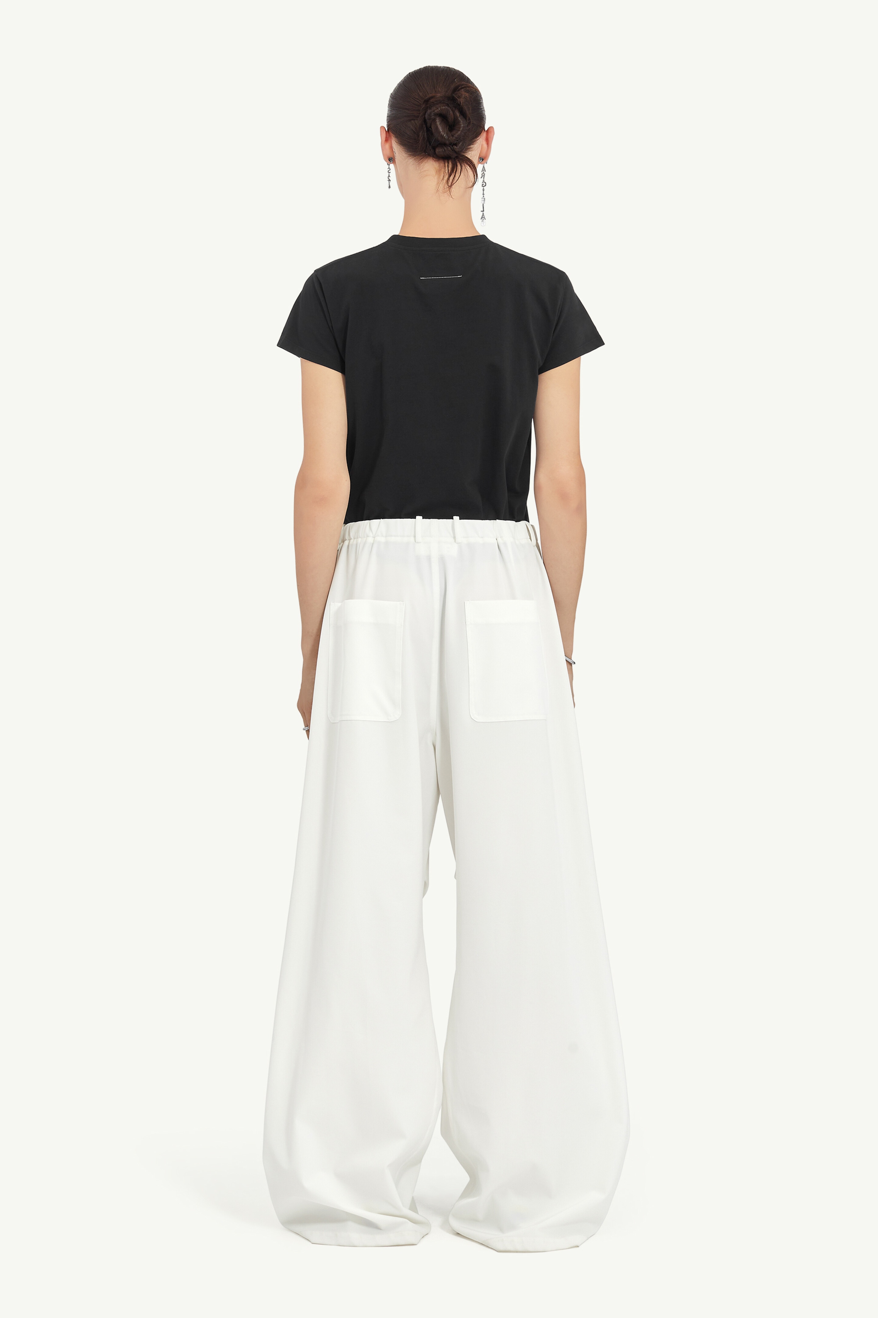 Wide-Leg Twill Trousers - 4