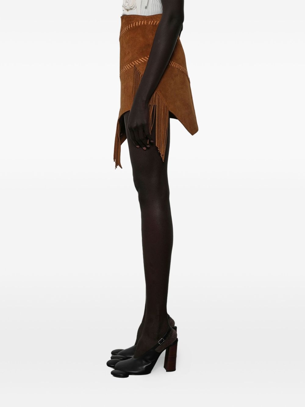 suede asymmetric skirt - 4
