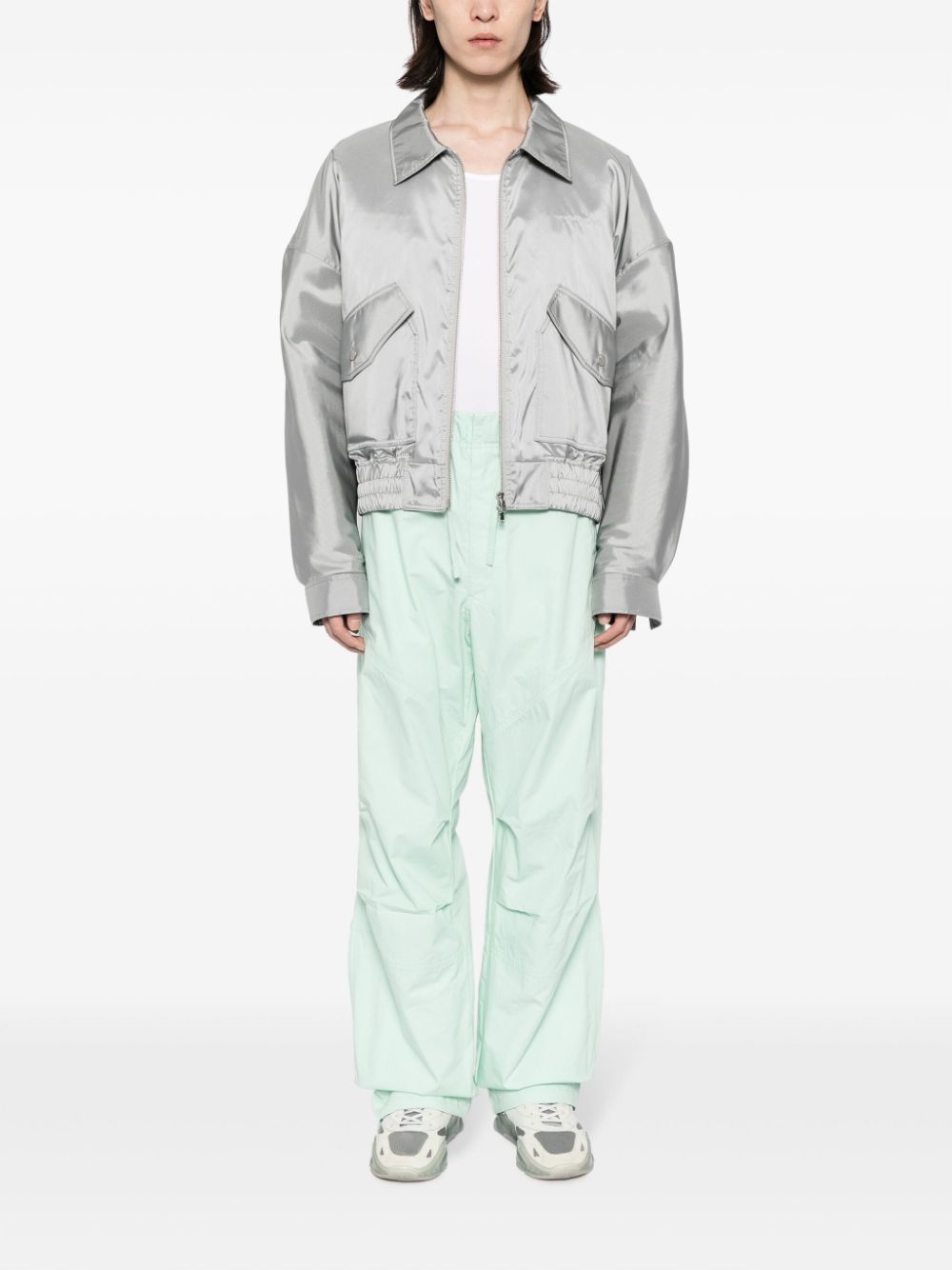 drawstring-waist straight-leg trousers - 2