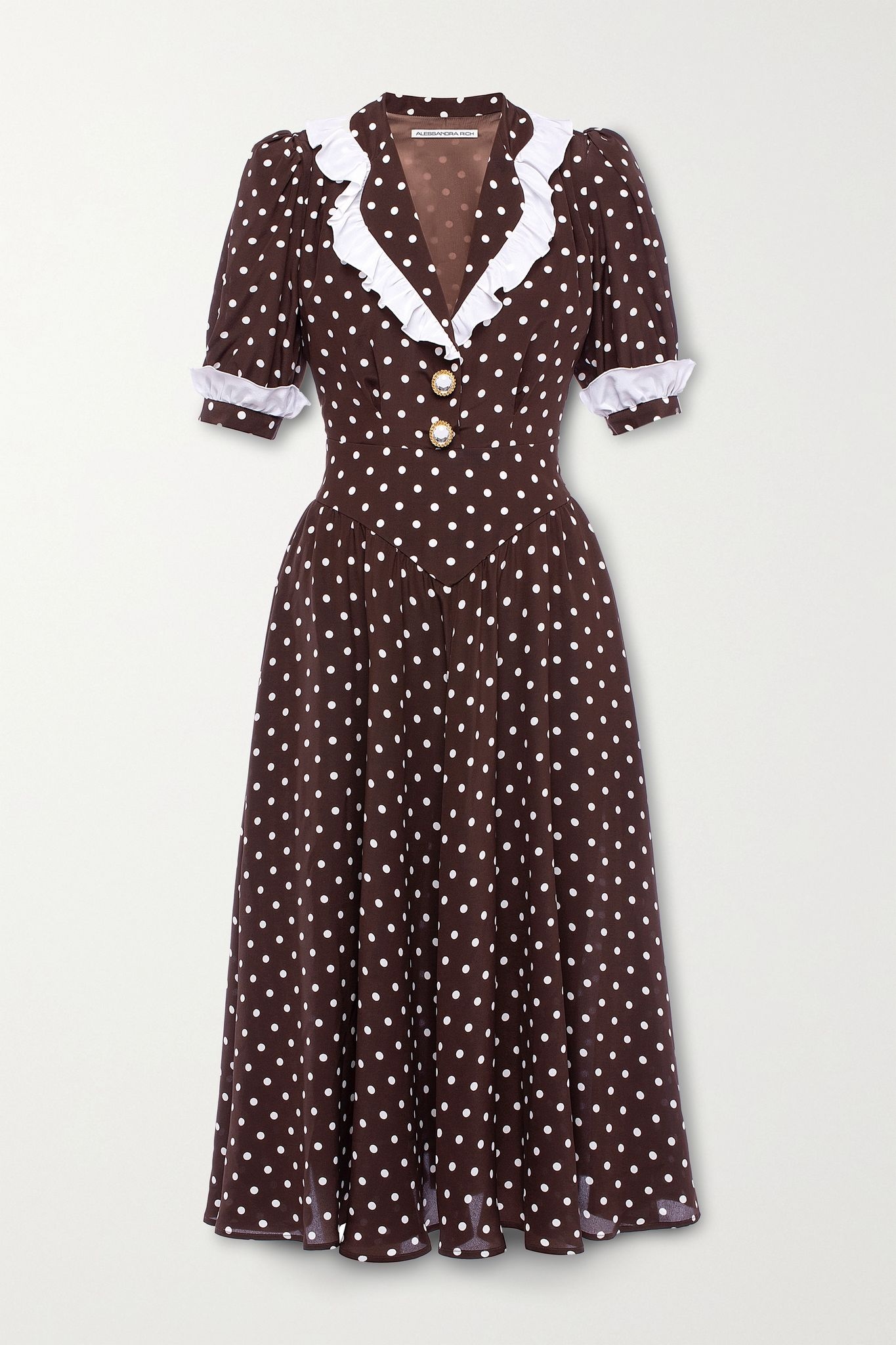 Ruffled polka-dot silk midi dress - 1