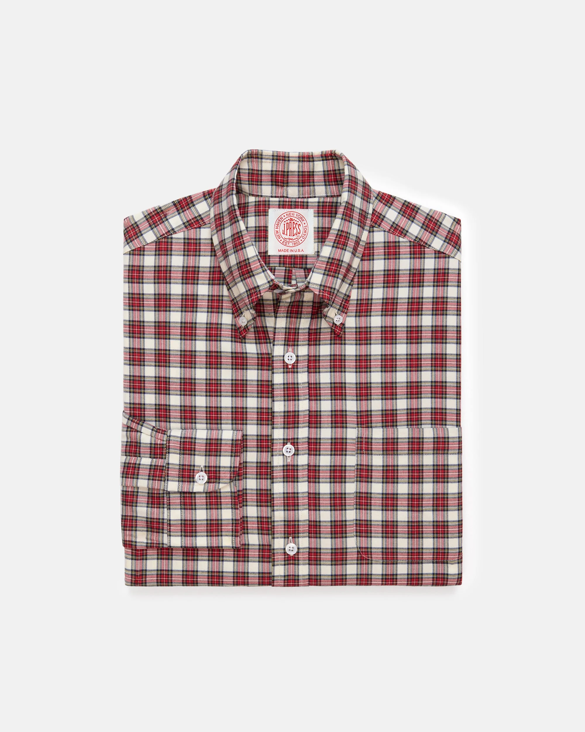 MADE-IN-USA DRESS STEWART TARTAN FLANNEL SPORT SHIRT - CLASSIC FIT - 1