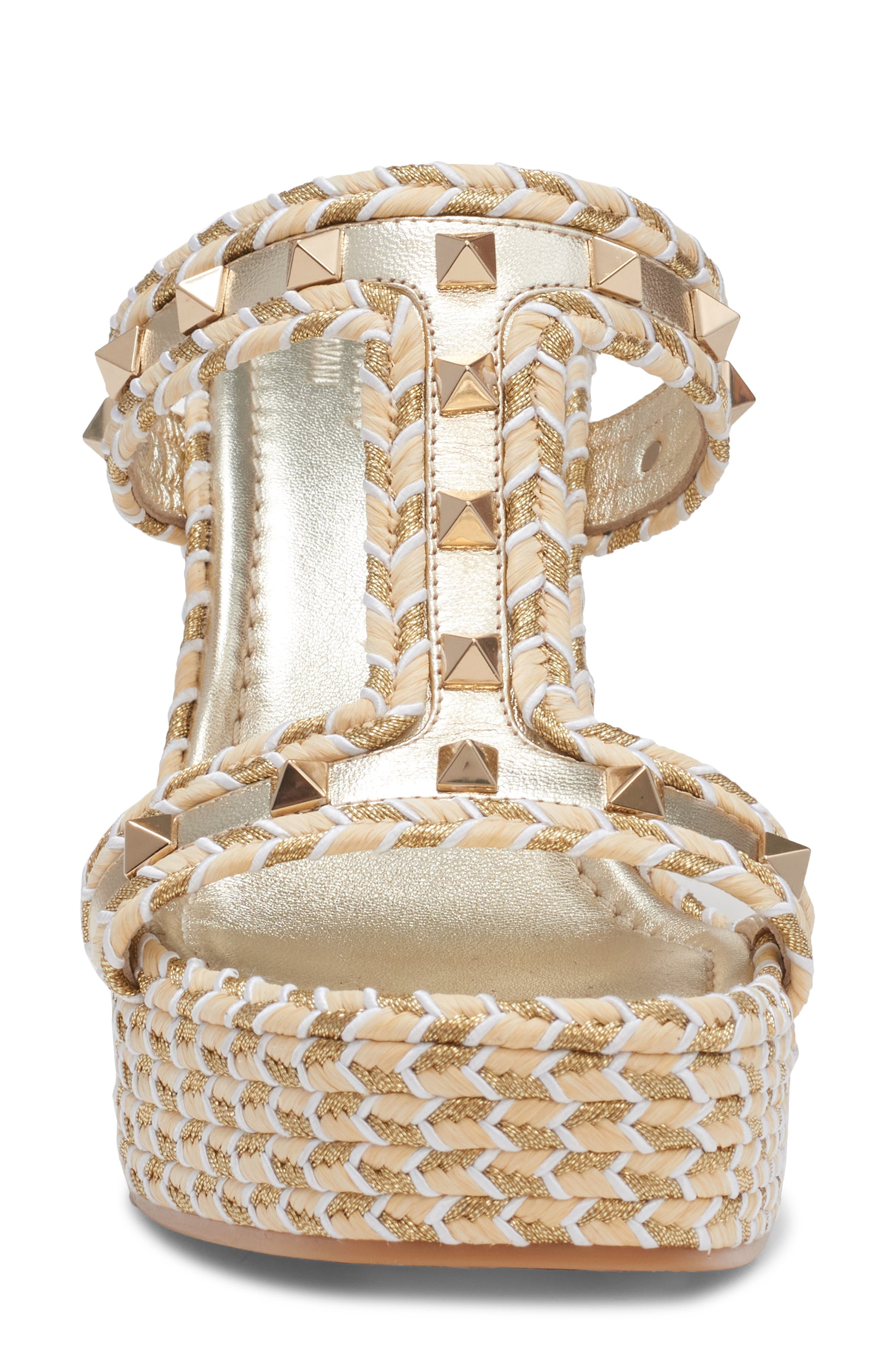 Valentino Garavani Rockstud Torchon Wedge Slide Sandal in Platinum/Multicolor at Nordstrom - 4