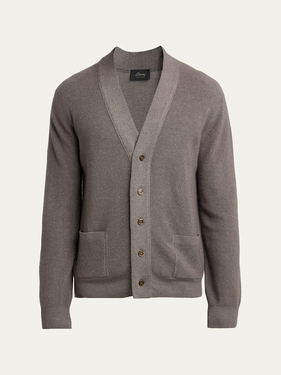 Men's Wool, Cashmere and Silk 18GG Knit Cardigan - 1