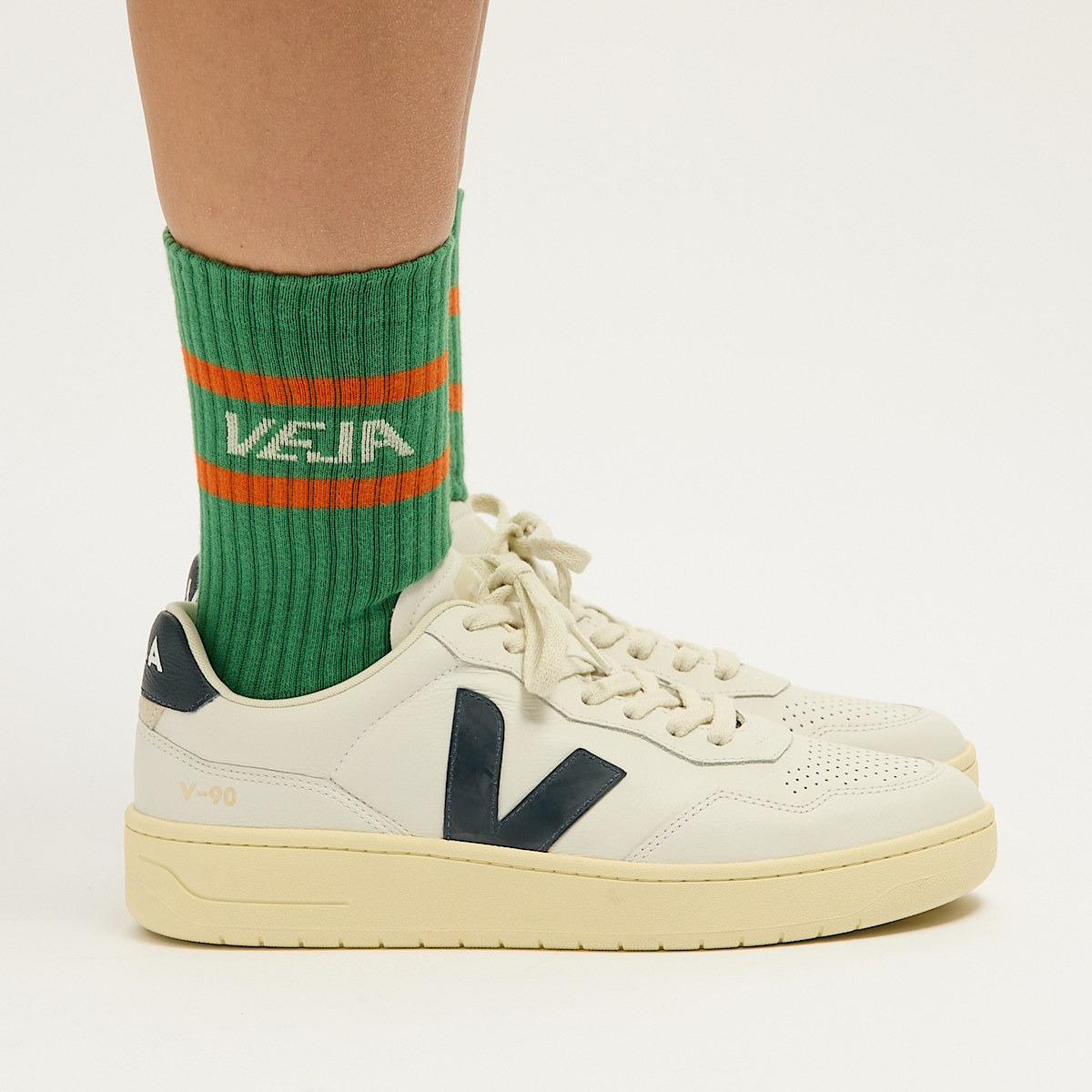 ICONIC SOCKS COTTON GREEN WHITE ORANGE - 3