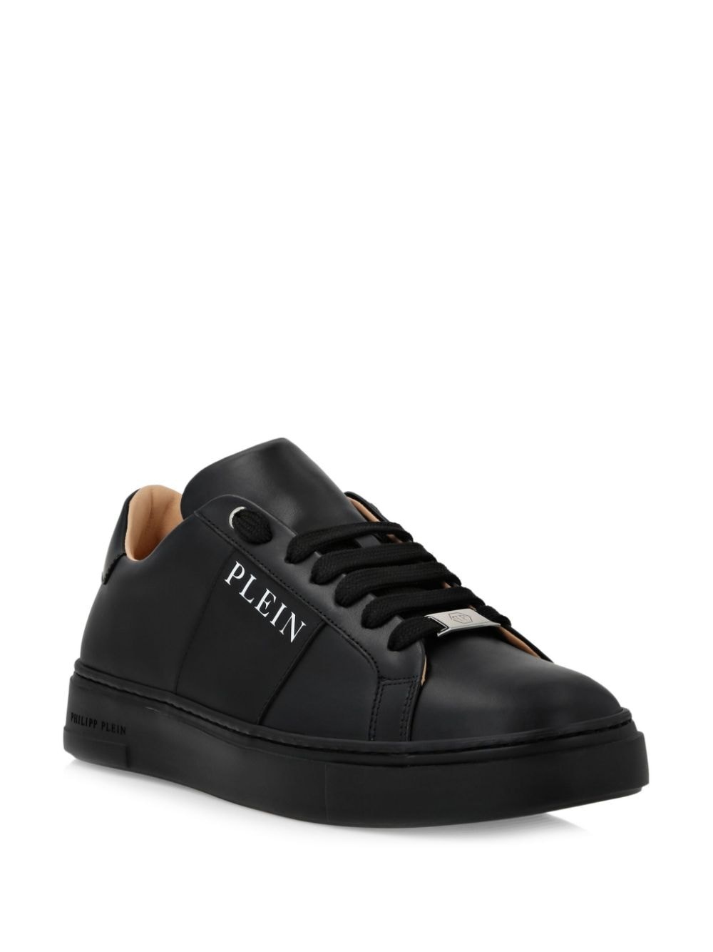 logo-print nappa leather sneakers - 2