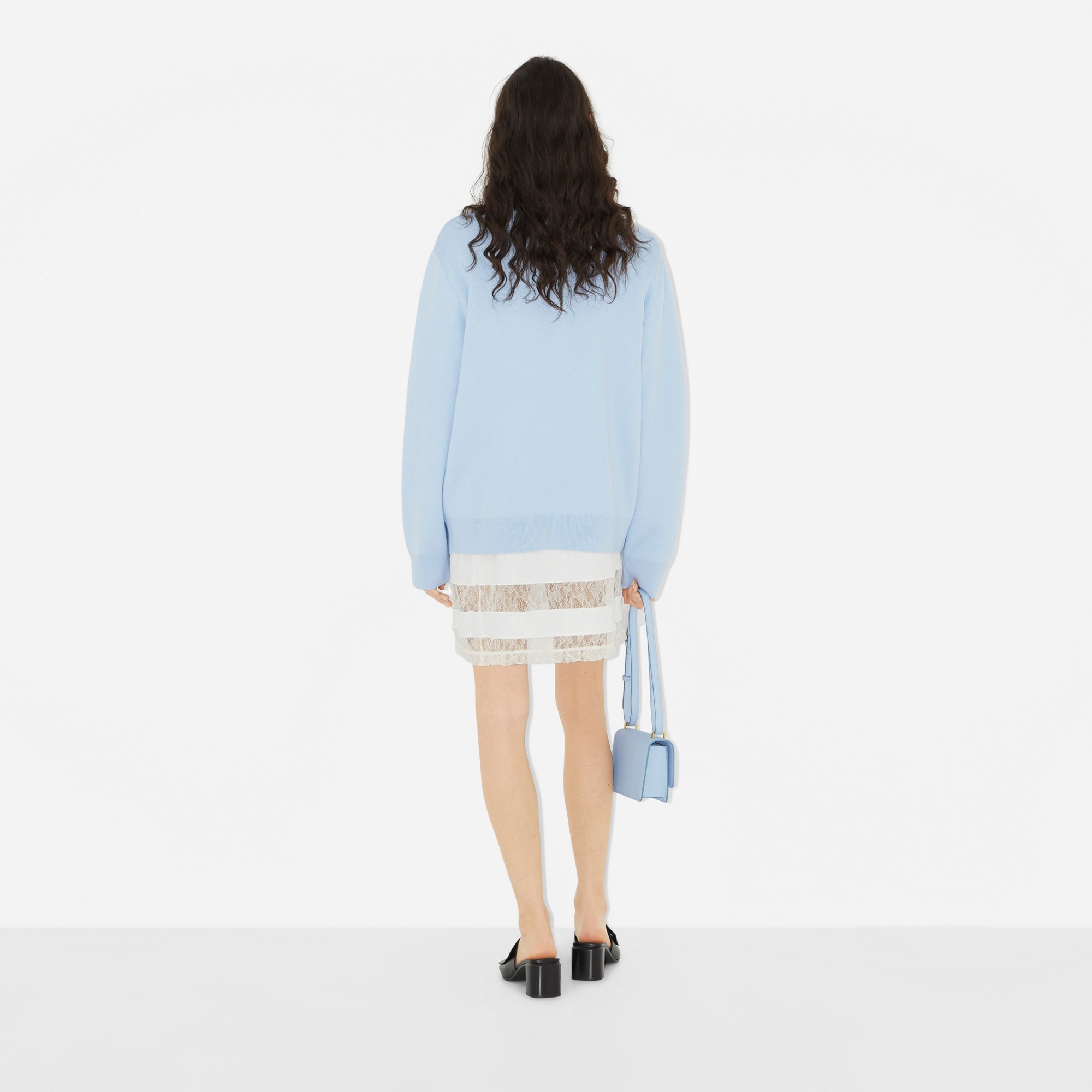 Logo Wool Cotton Jacquard Oversized Cardigan - 4