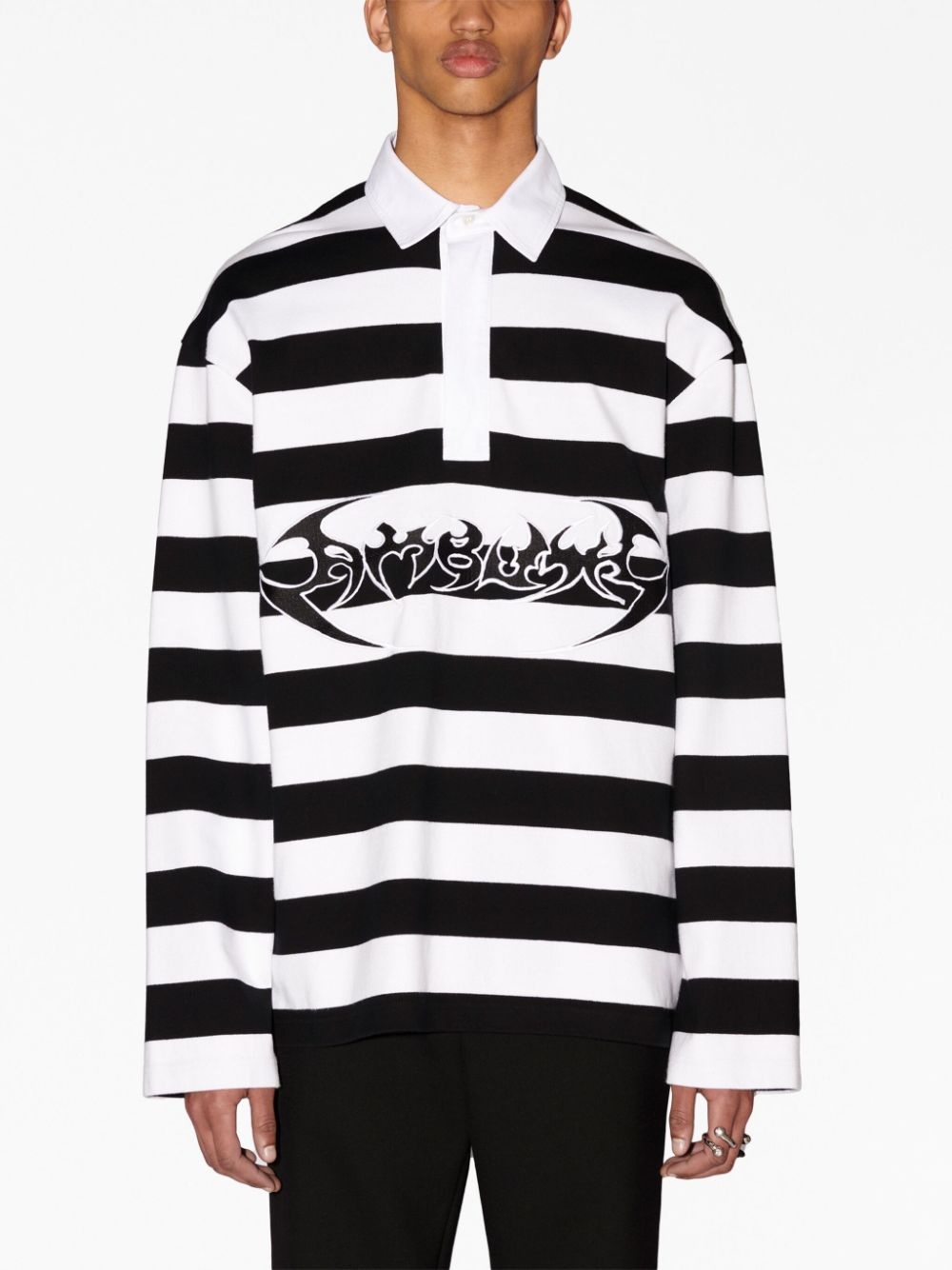logo-print striped polo shirt - 3
