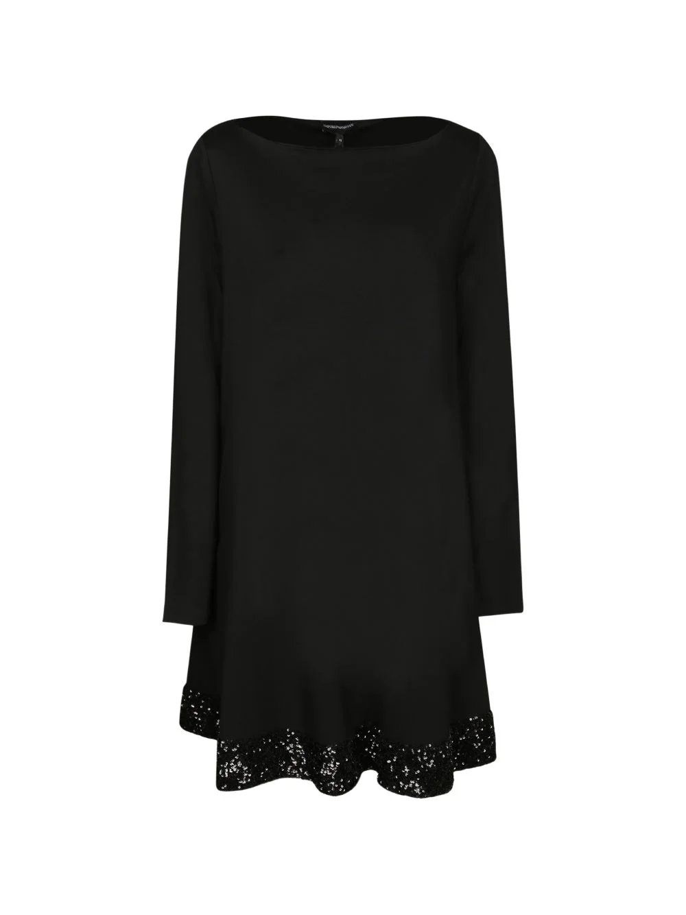 stretch-viscose jersey dress with boat neck and sequin hem - 1