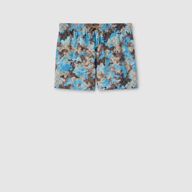 Printed technical poplin swim shorts 1